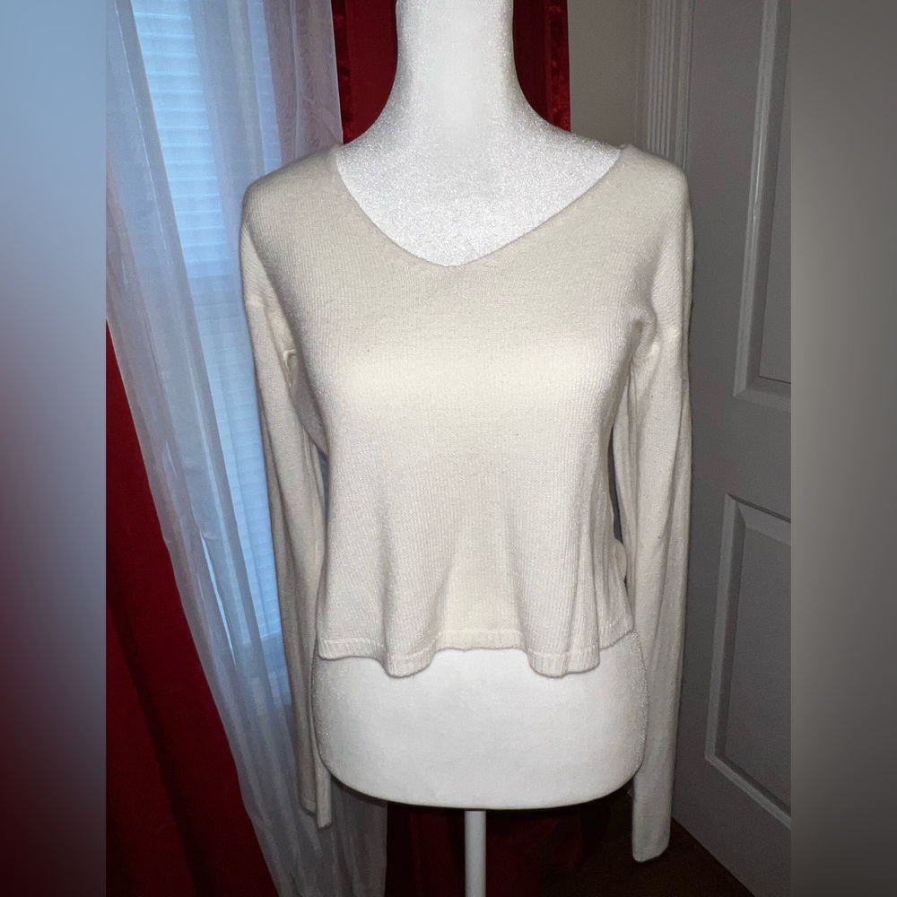 Express Cropped Knit sweater Off White